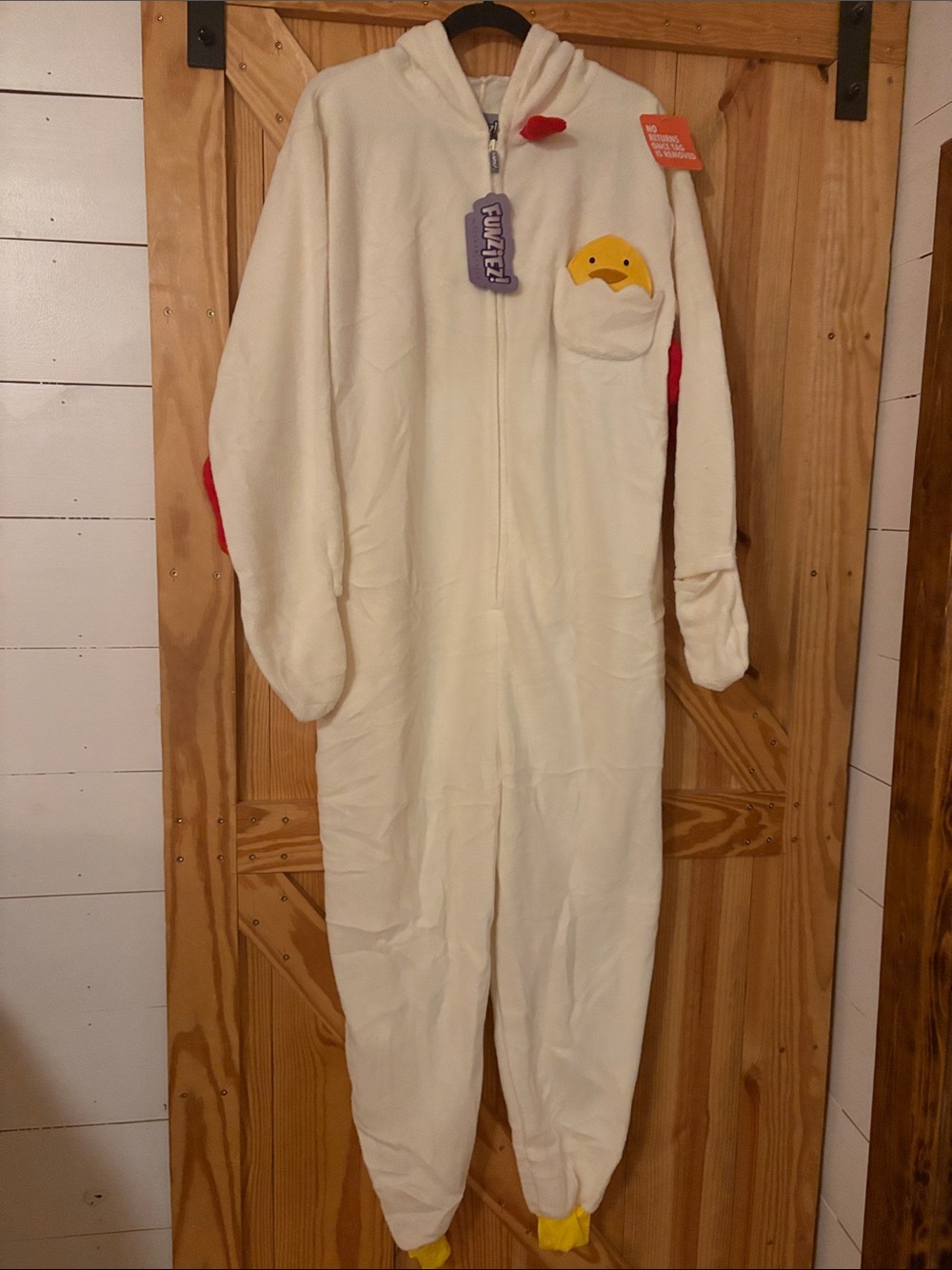 Cream Chick One-Piece Hooded Fleece Romper
